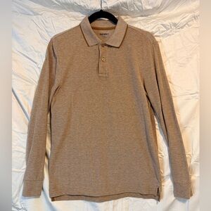 Old Navy Men's Tan Long Sleeve Polo Shirt